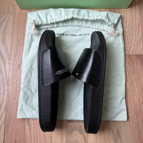 Off-White Rubber Graphic Print Slides Black - Picture 5 of 7
